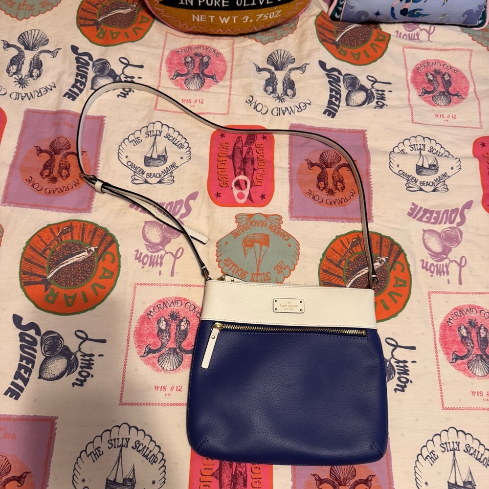 Kate Spade Blue and White Crossbody Bag